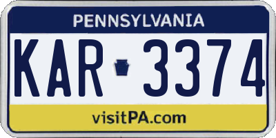 PA license plate KAR3374
