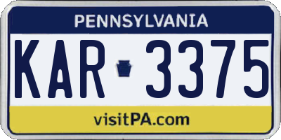 PA license plate KAR3375