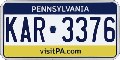PA license plate KAR3376