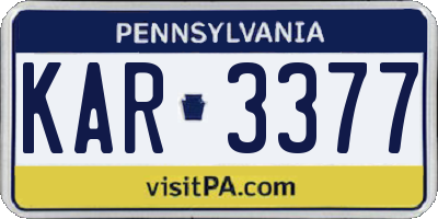 PA license plate KAR3377