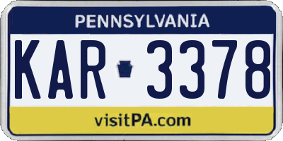 PA license plate KAR3378