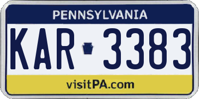 PA license plate KAR3383