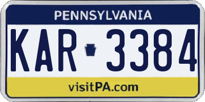 PA license plate KAR3384