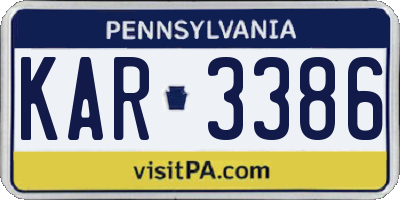 PA license plate KAR3386
