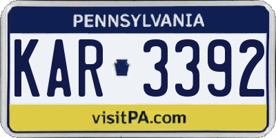 PA license plate KAR3392