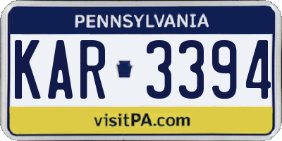 PA license plate KAR3394