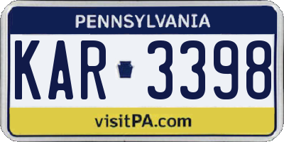 PA license plate KAR3398