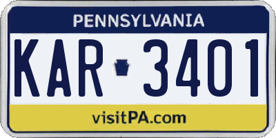 PA license plate KAR3401