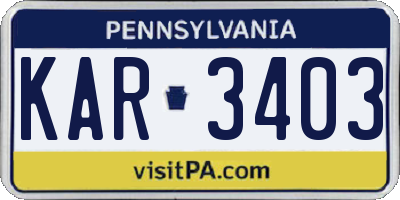 PA license plate KAR3403