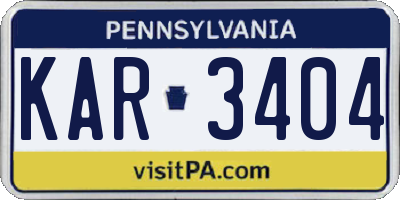 PA license plate KAR3404