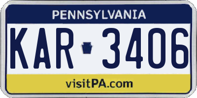 PA license plate KAR3406