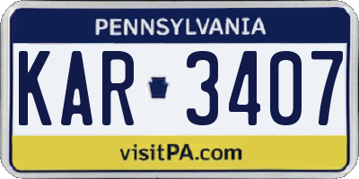 PA license plate KAR3407