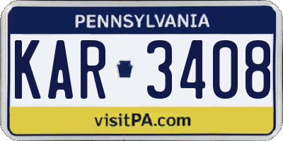 PA license plate KAR3408