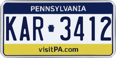 PA license plate KAR3412