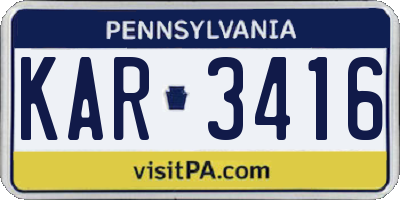 PA license plate KAR3416