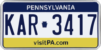 PA license plate KAR3417