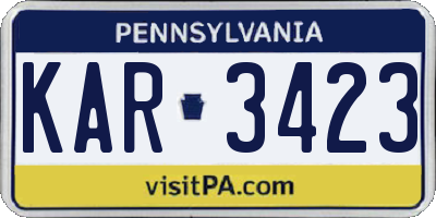 PA license plate KAR3423