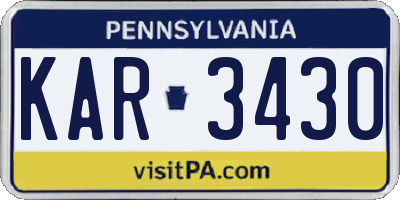 PA license plate KAR3430