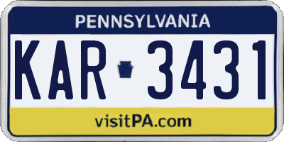 PA license plate KAR3431