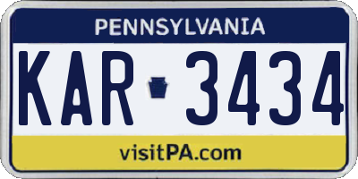 PA license plate KAR3434