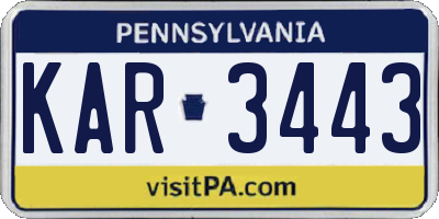 PA license plate KAR3443