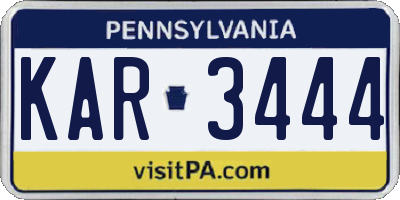 PA license plate KAR3444