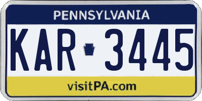 PA license plate KAR3445