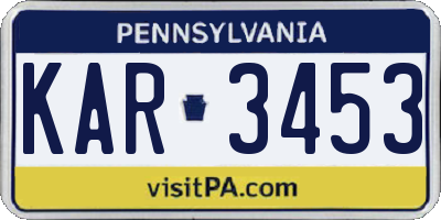 PA license plate KAR3453