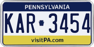 PA license plate KAR3454