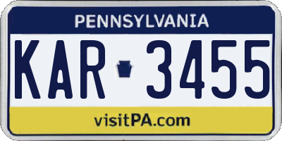 PA license plate KAR3455
