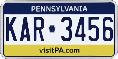 PA license plate KAR3456