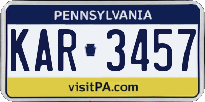PA license plate KAR3457