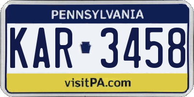PA license plate KAR3458