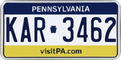 PA license plate KAR3462