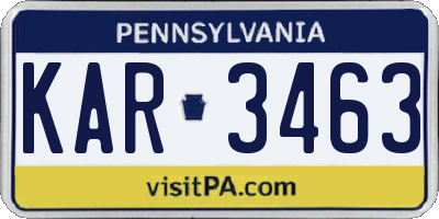 PA license plate KAR3463