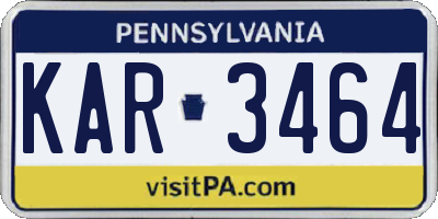 PA license plate KAR3464