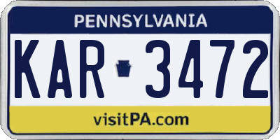 PA license plate KAR3472