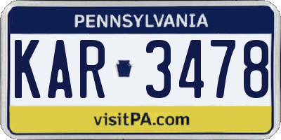 PA license plate KAR3478