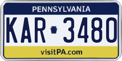 PA license plate KAR3480