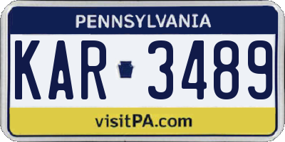 PA license plate KAR3489