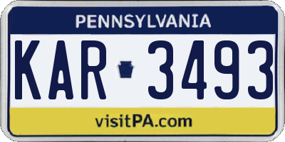PA license plate KAR3493