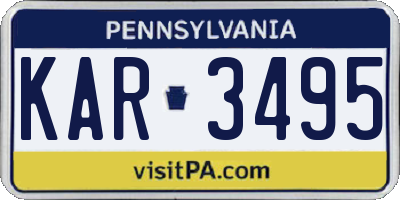 PA license plate KAR3495