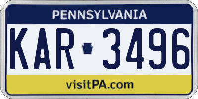 PA license plate KAR3496