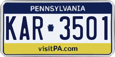 PA license plate KAR3501