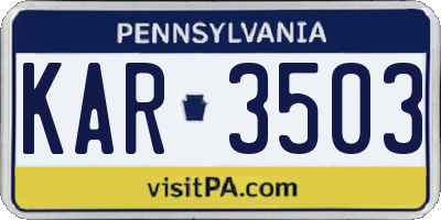 PA license plate KAR3503