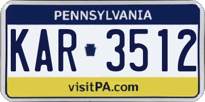 PA license plate KAR3512