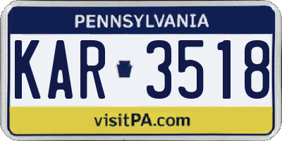 PA license plate KAR3518