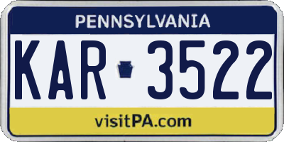 PA license plate KAR3522