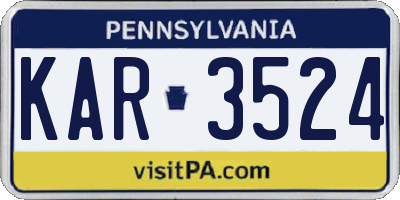 PA license plate KAR3524