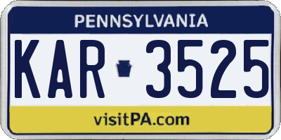 PA license plate KAR3525